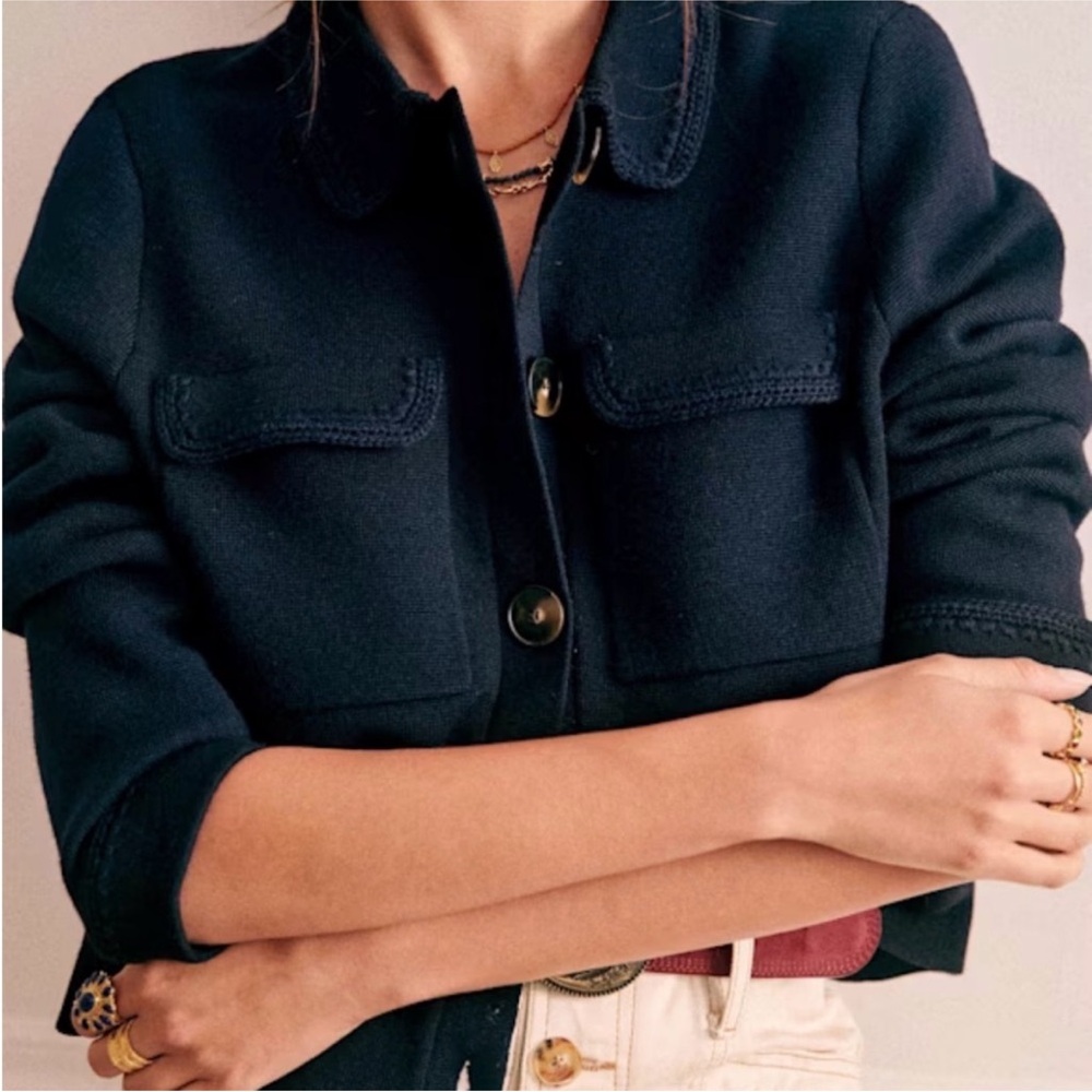 Sezane Navy Women's Blazer - Picture 4 of 5